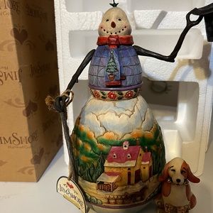 Jim shore 2007 snowman’s best friend snowman with dog